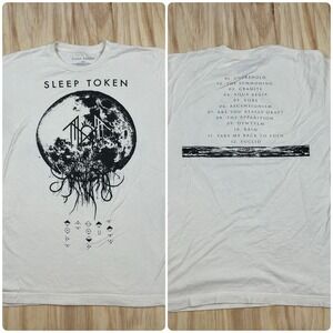 Sleep Token Shirt Mens L White Take‎ Me Back To Eden Album Tracklist Graphic Tee